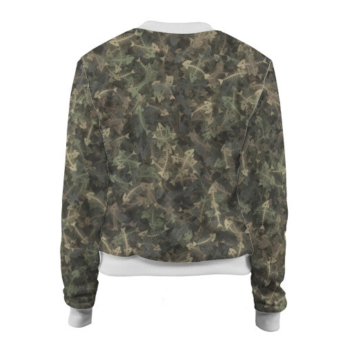 Женский бомбер 3D Камуфляж с рыбьими скелетам фото