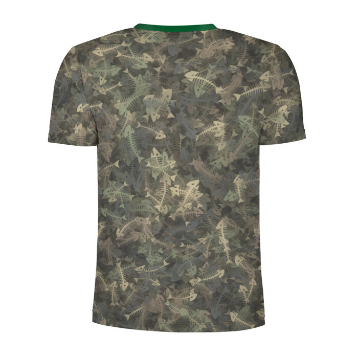 Мужская футболка 3D спортивная Камуфляж с рыбьими скелетам фото