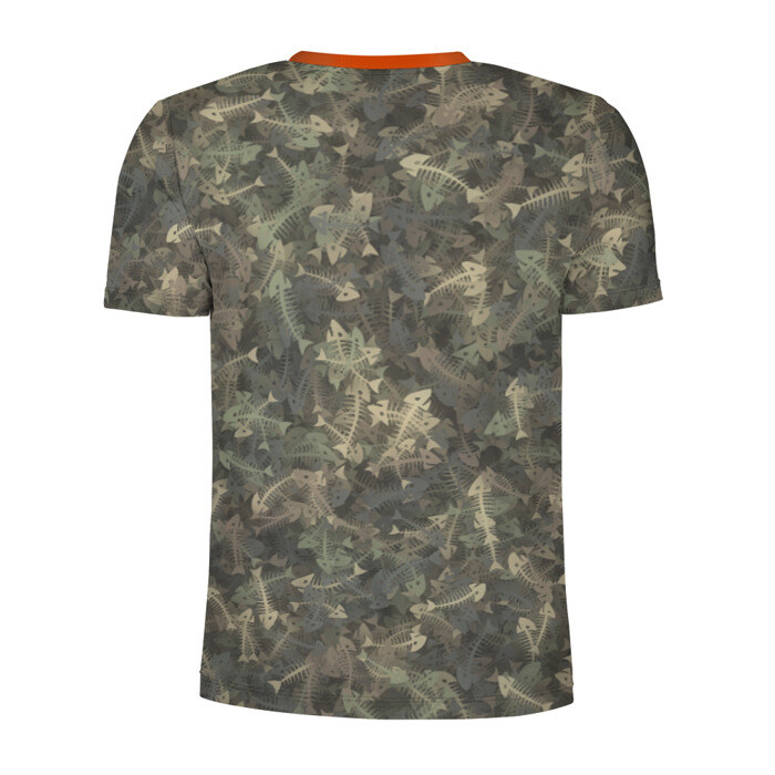 Мужская футболка 3D спортивная Камуфляж с рыбьими скелетам фото