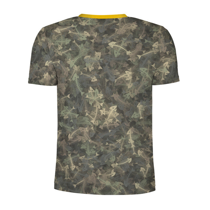 Мужская футболка 3D спортивная Камуфляж с рыбьими скелетам фото