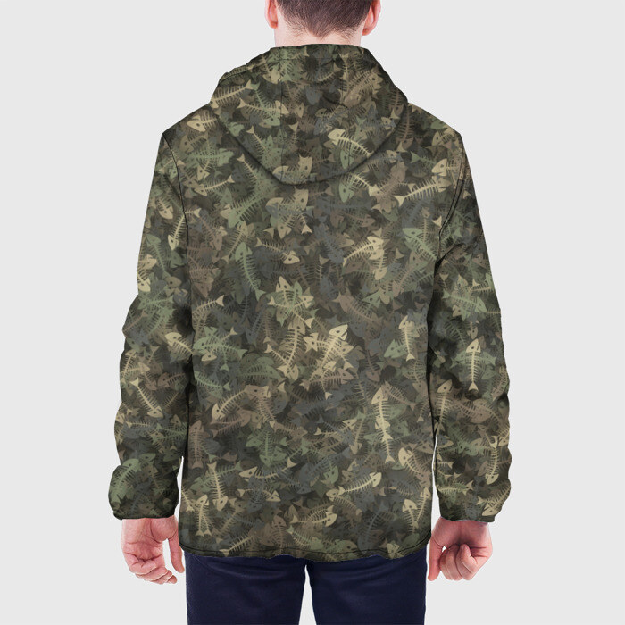 Мужская куртка 3D Камуфляж с рыбьими скелетам фото