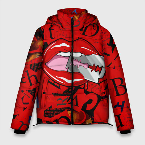 Мужская зимняя куртка 3D Поп-арт опасная бритва фото