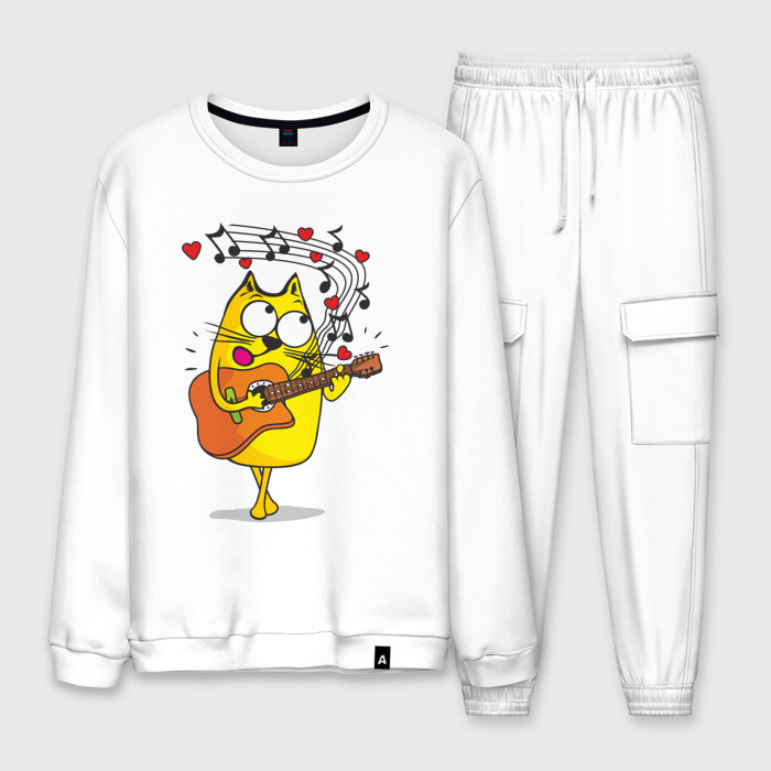 Мужской костюм хлопок Кот с гитарой фото