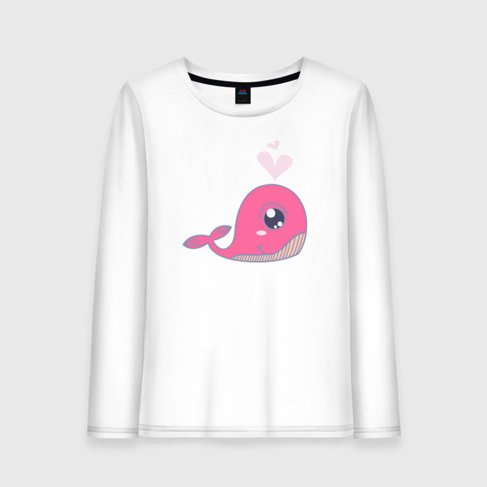 Женский лонгслив хлопок Влюблённый китёнок фото