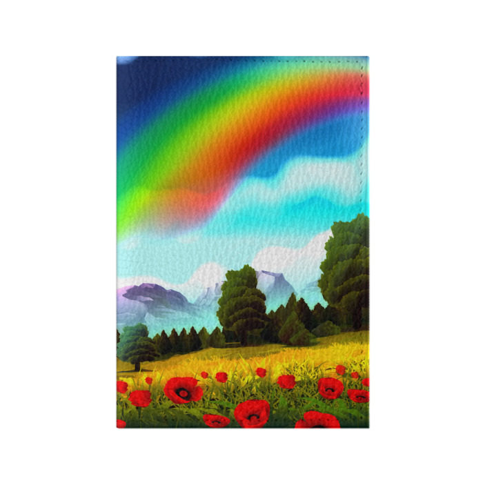 Обложка для паспорта матовая кожа Радуга фото