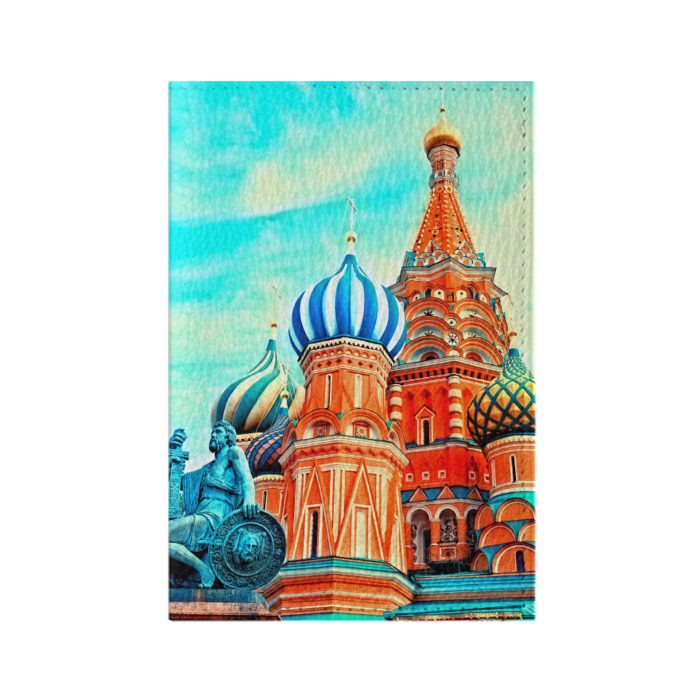 Обложка для паспорта матовая кожа Moscow Russia фото
