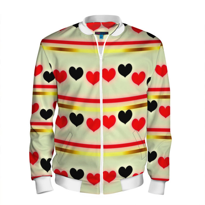Мужской бомбер 3D Сердечки фото