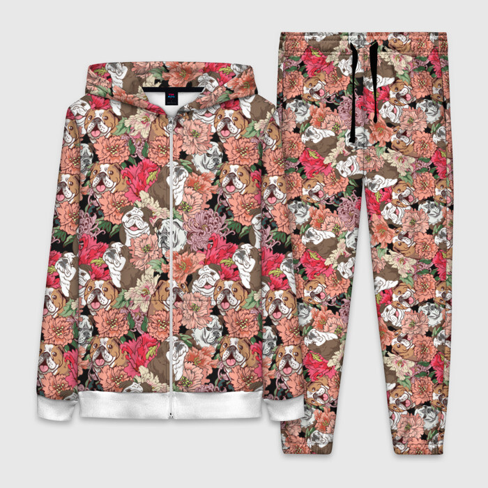 Женский костюм 3D Dogs and flowers фото