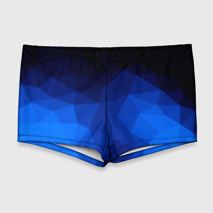 Мужские купальные плавки 3D Синие полигоны фото