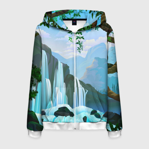 Мужская толстовка 3D на молнии Водопад фото