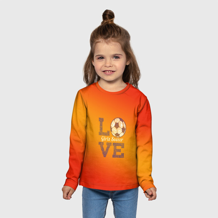 Детский лонгслив 3D Люблю женский футбол фото