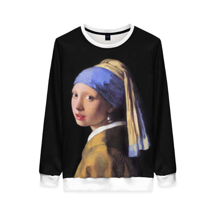 Женский свитшот 3D Девушка с Жемчужной Сережкой фото