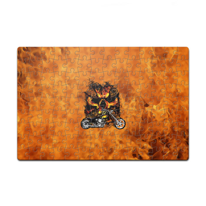 Пазл магнитный 126 элементов Череп в огне, байк фото