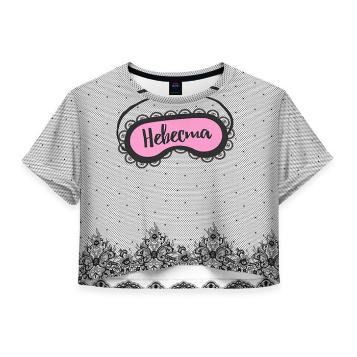 Женская футболка 3D укороченная Невеста белое кружево фото