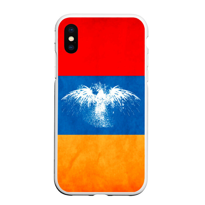Чехол для iPhone XS Max матовый Флаг Армении с белым орлом фото