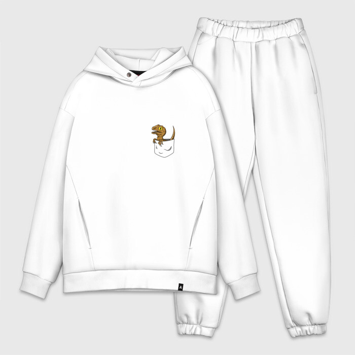 Мужской костюм хлопок OVERSIZE Динозаврик в кармашке фото