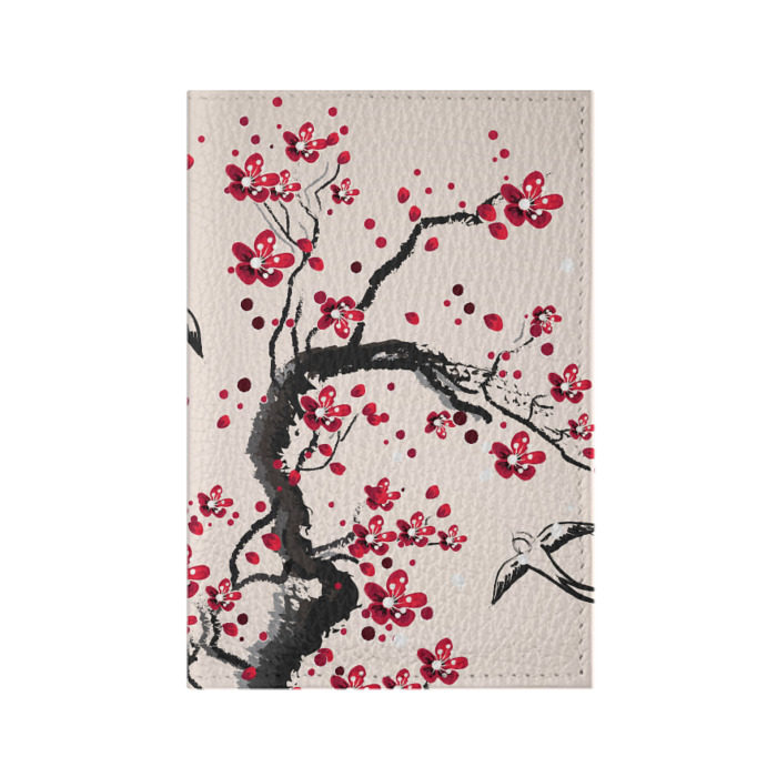 Обложка для паспорта матовая кожа Сакура фото