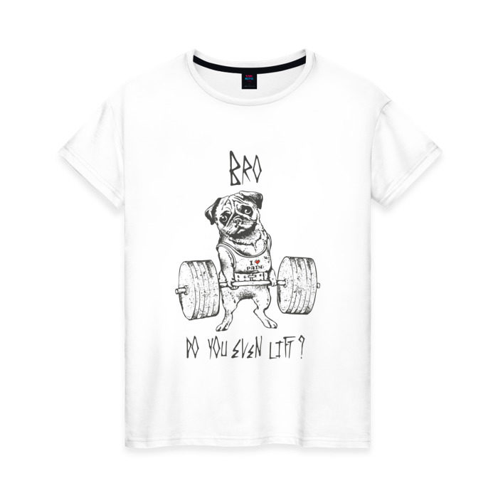 Женская футболка хлопок Мопс фото
