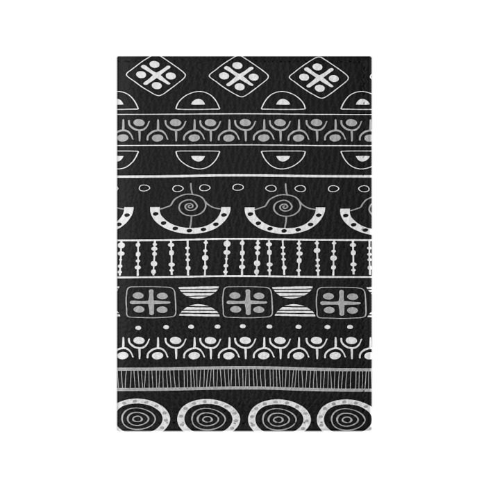 Обложка для паспорта матовая кожа Black and White ethnic фото