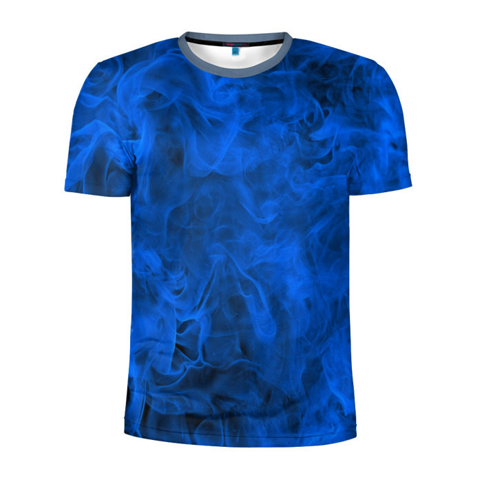 Мужская футболка 3D спортивная Синий дым фото