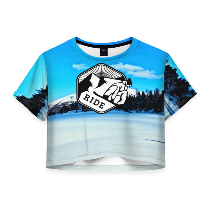 Женская футболка 3D укороченная Лыжный спорт фото