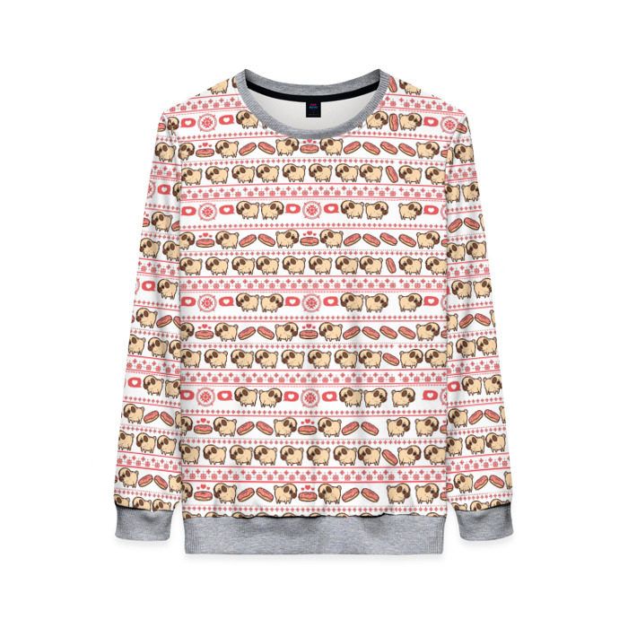 Женский свитшот 3D Свитер с мопсами фото