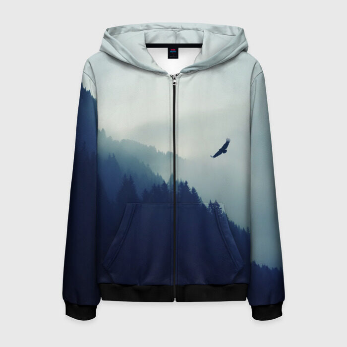 Мужская толстовка 3D на молнии Орел над Лесом фото