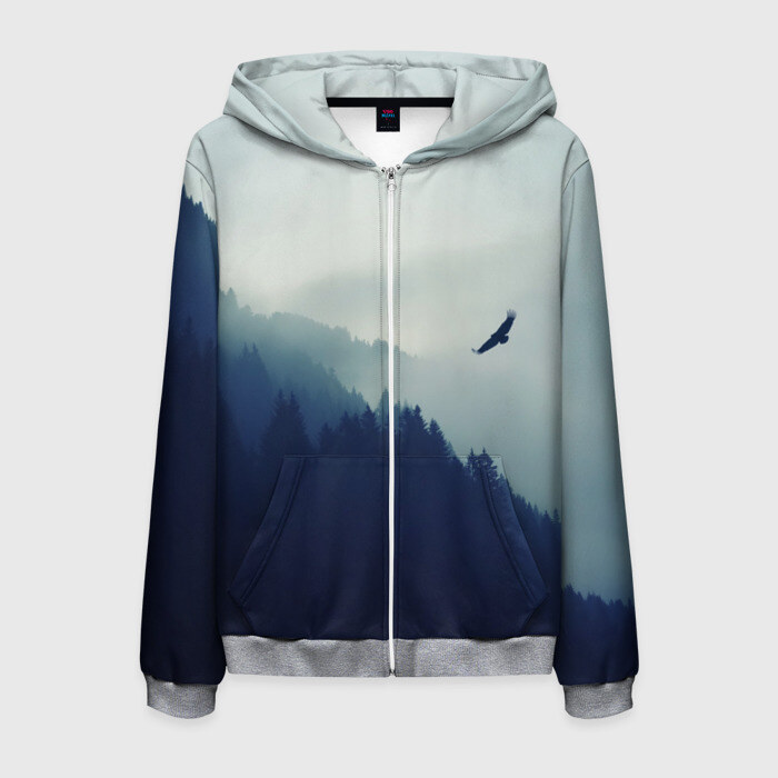 Мужская толстовка 3D на молнии Орел над Лесом фото