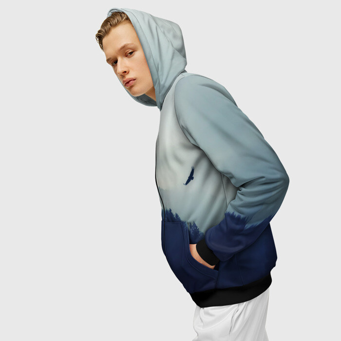 Мужская толстовка 3D на молнии Орел над Лесом фото