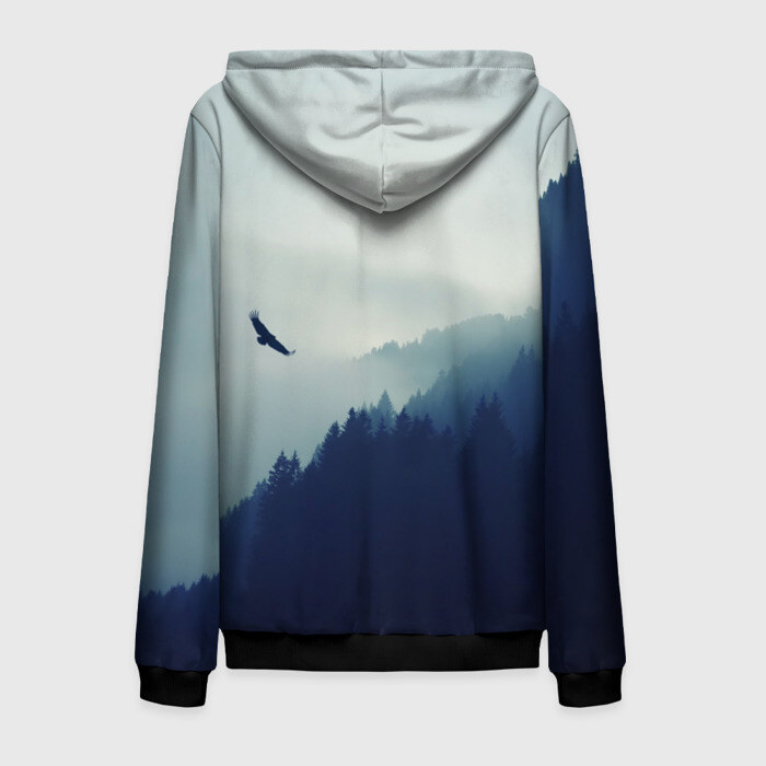 Мужская толстовка 3D на молнии Орел над Лесом фото