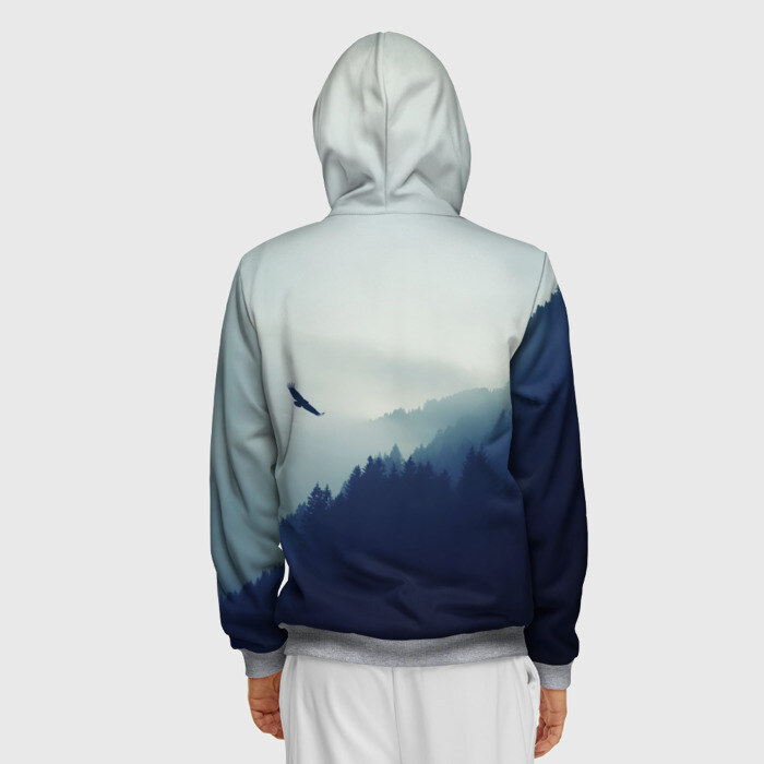 Мужская толстовка 3D на молнии Орел над Лесом фото