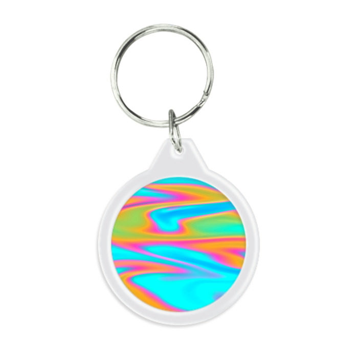 Брелок круглый Разводы радужные фото