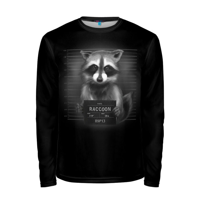 Мужской лонгслив 3D Енот Преступник фото
