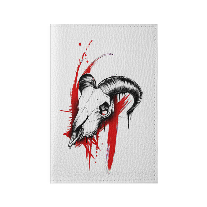 Обложка для паспорта матовая кожа Череп треш полька фото