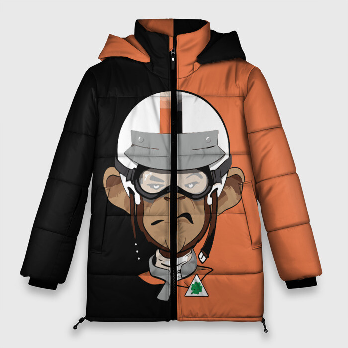 Женская зимняя куртка Oversize Обезьяна мотоциклист фото