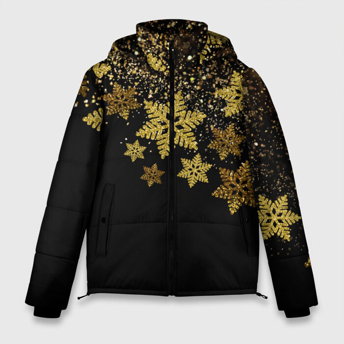 Мужская зимняя куртка 3D Новогодние снежинки фото