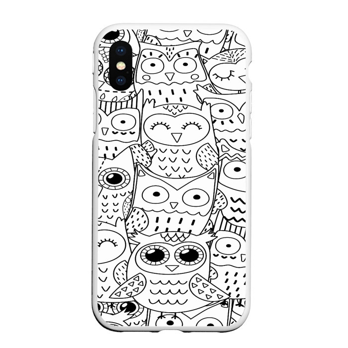 Чехол для iPhone XS Max матовый Совушки pattern фото