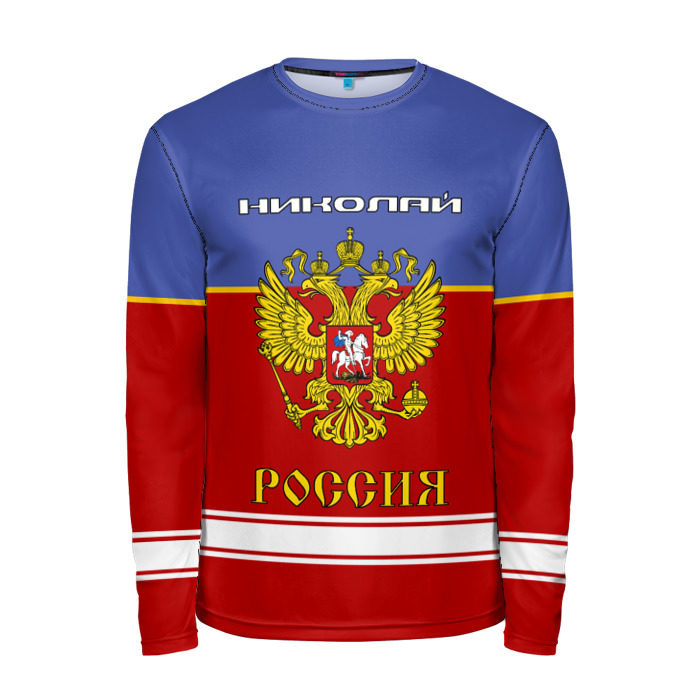 Мужской лонгслив 3D Хоккеист Николай фото