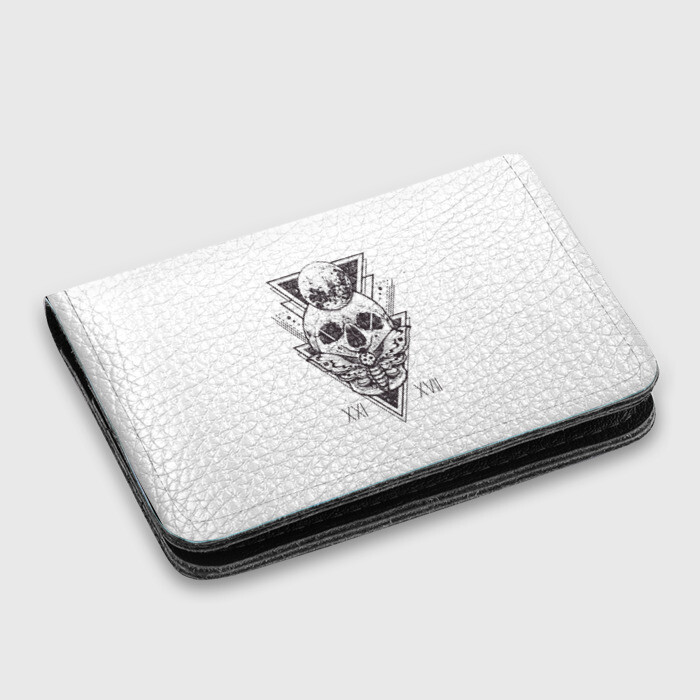 Картхолдер с принтом Череп ХХI-XVII на белом фоне фото