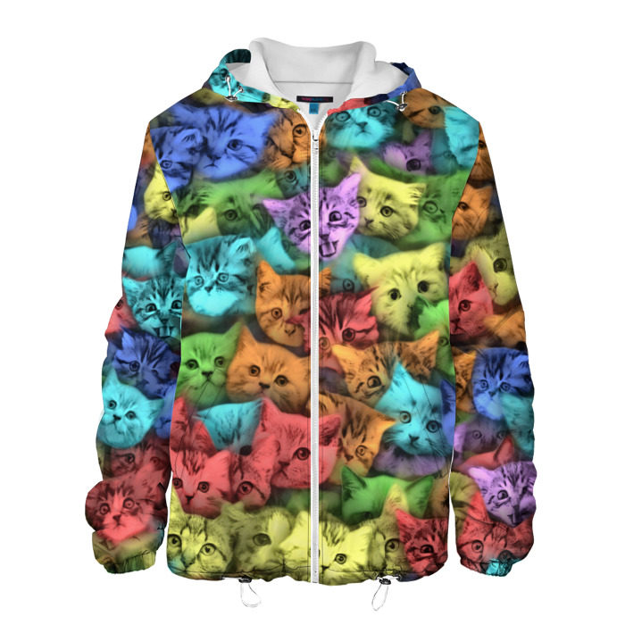 Мужская куртка 3D Разноцветные коты фото