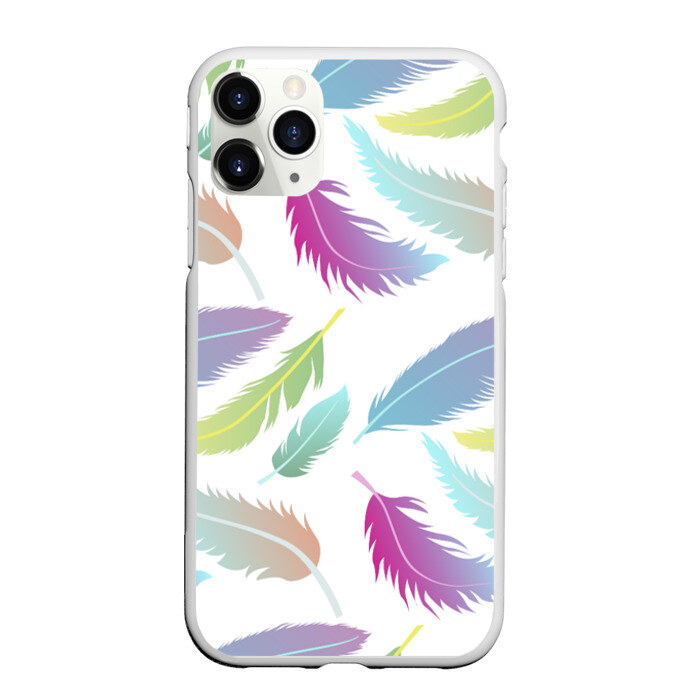 Чехол для iPhone 11 Pro матовый Перья фото