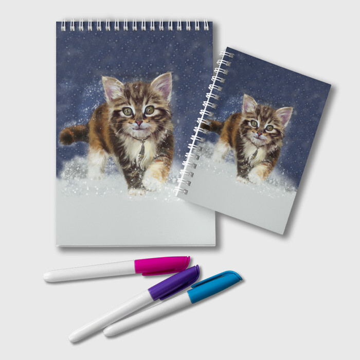 Блокнот Зимний котик фото