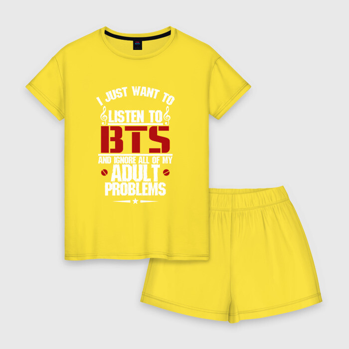 Женская пижама с шортиками хлопок Я прост хочу слушать BTS фото