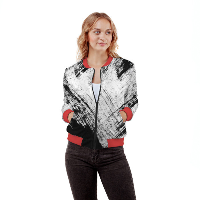 Женский бомбер 3D Штриховка фото