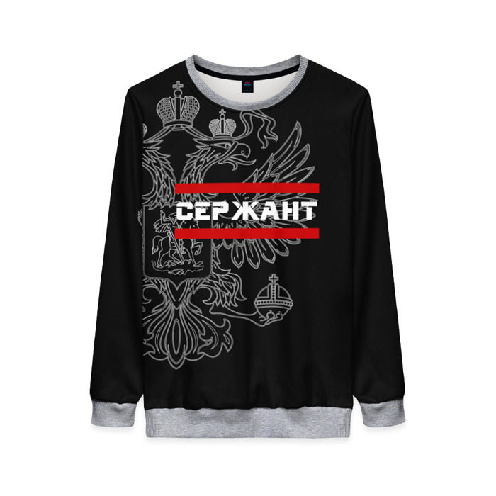 Женский свитшот 3D Сержант, белый герб РФ фото