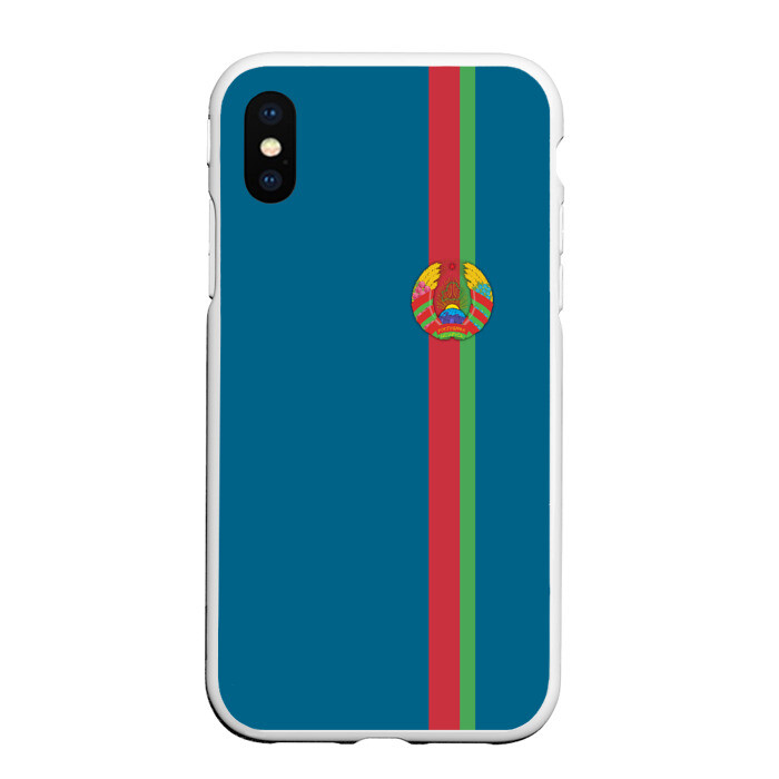 Чехол для iPhone XS Max матовый Белоруссия лента с гербом фото