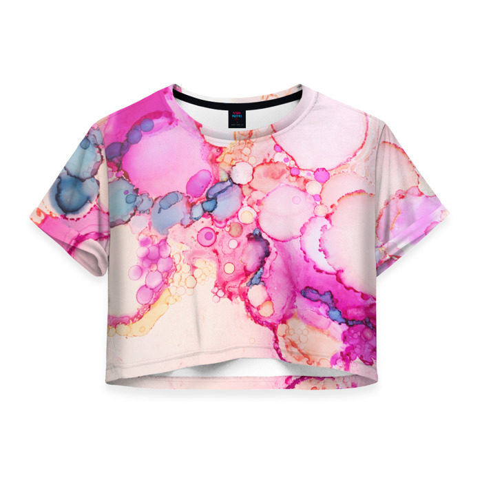Женская футболка 3D укороченная Абстрактные краски фото