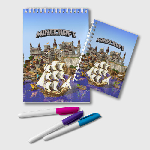 Блокнот Корабль и замок в манкрафт фото