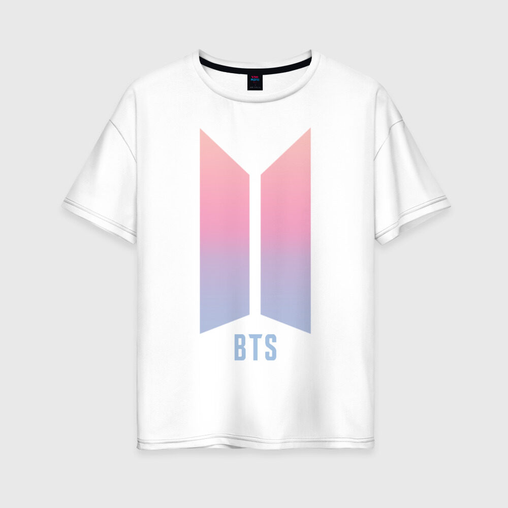Женская футболка хлопок Oversize BTS фото