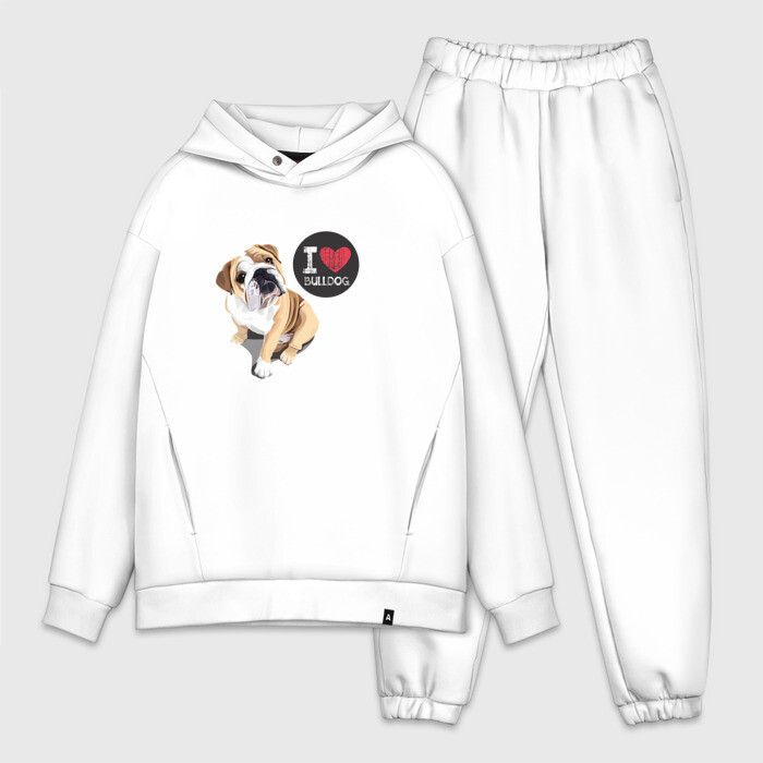 Мужской костюм хлопок OVERSIZE Я люблю Бульдога фото